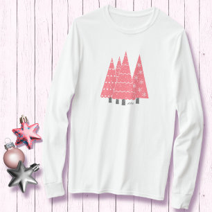 Monogramme T-Shirt de Noël rose moderne
