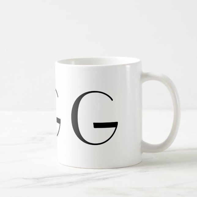 Monogramme tasse moderne noire et blanche de G (Droite)