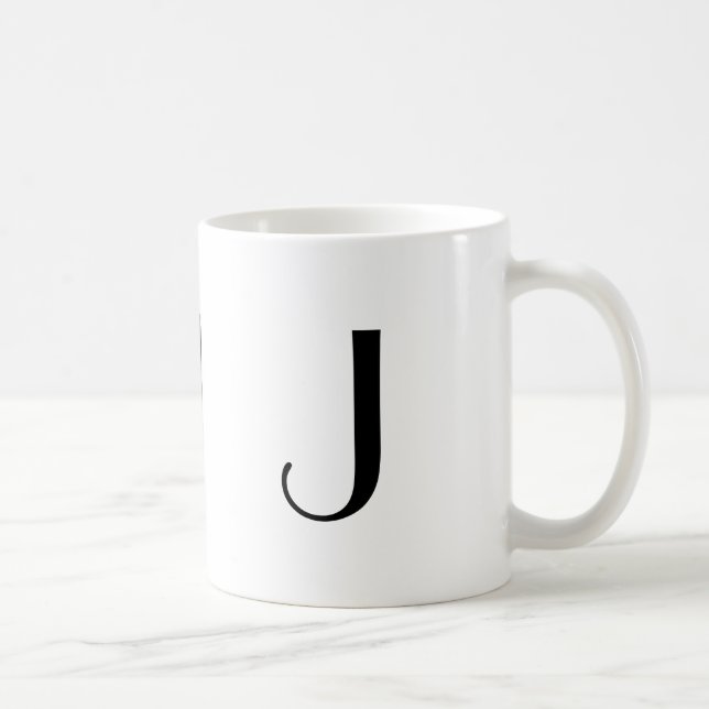 Monogramme tasse moderne noire et blanche de J (Droite)