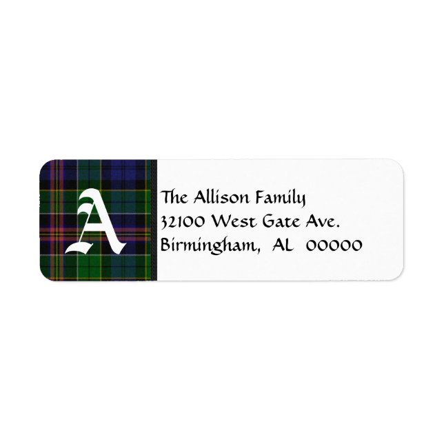 Monogramme traditionnel Allison Tartan Plaid (Devant)