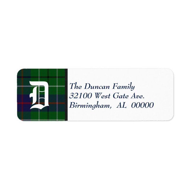 Monogramme traditionnel Duncan Tartan Plaid (Devant)