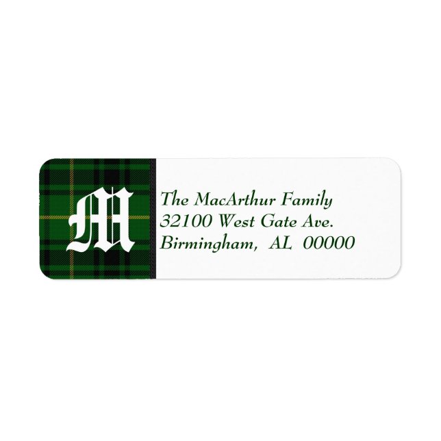 Monogramme traditionnel MacArthur Tartan Plaid (Devant)