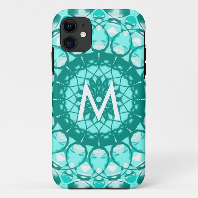 Monogramme Turquoise blanc Loopy coque iphone Kale (Dos)