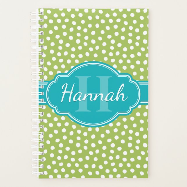 Monogramme Turquoise de Motif blanc vert (Devant)