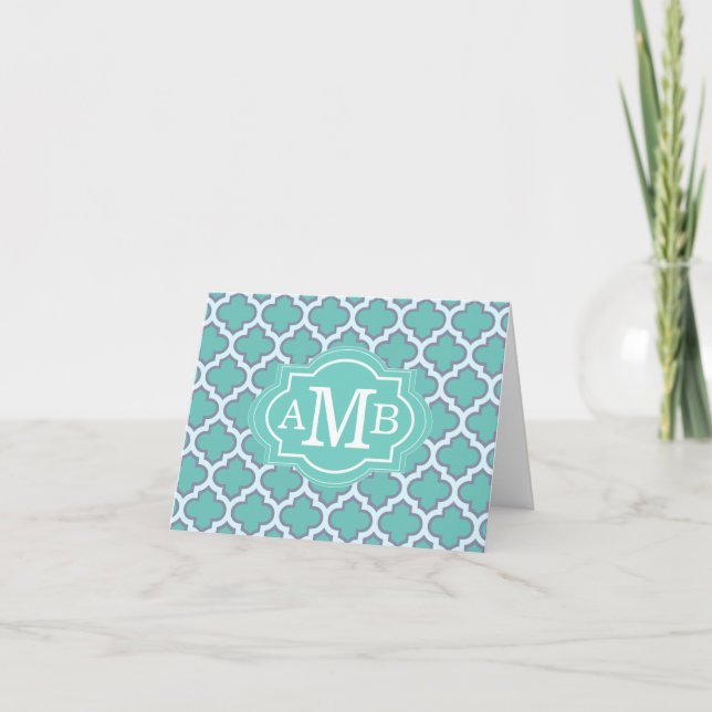 Monogramme turquoise élégant de coutume de motif (Devant)