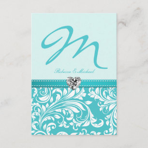 Monogramme turquoise élégant épousant des cartes