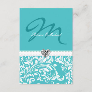 Monogramme turquoise élégant épousant des cartes