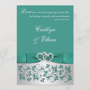 Monogramme Turquoise, Faire-part de mariage floral