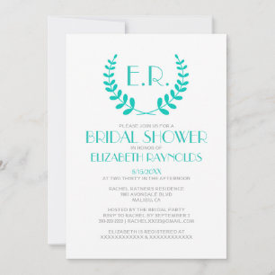 Monogramme Turquoise Invitations de douche nuptial