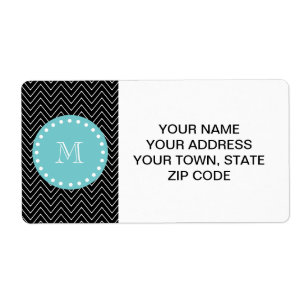 Monogramme turquoise noir du motif de Chevron