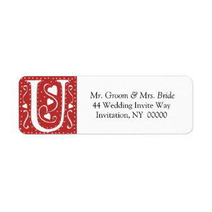 Monogramme U Coeurs Rouge Blanc Mariage Couleurs R