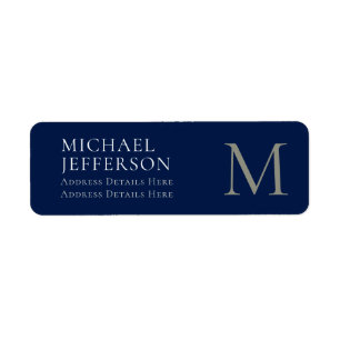 Monogramme uni bleu foncé tendance affaires