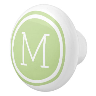 Monogramme vert à la menthe - Bouton de tiroir per