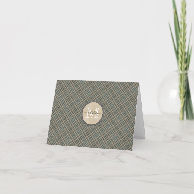 monogramme vert beige d'arrière - plan de plaid (Devant)