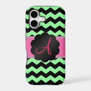 Monogramme vert clair chevrons noirs