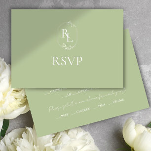 Monogramme vert et blanc à la menthe Mariage RSVP