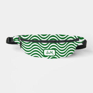 Monogramme vert et blanc Vagues rayures psychédéli