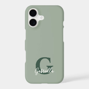 Monogramme vert sauge blanc Minimaliste Moderne Si