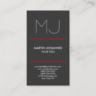 Monogramme Vertical Elegant Gris Carte de visite r