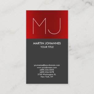 Monogramme Vertical Elegant Rouge Grey Carte de vi
