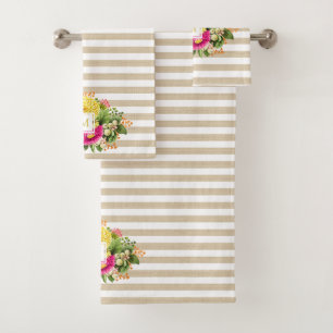 Monogramme Vintage Asters Hot rose Beige Serviette