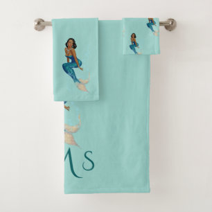 Monogramme vintage de sirène d'Afro-américain