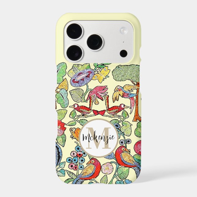 Monogramme Vintage Faux Motif brodé iphone (Verso)
