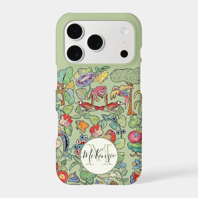 Monogramme Vintage Faux Motif brodé iphone (Verso)