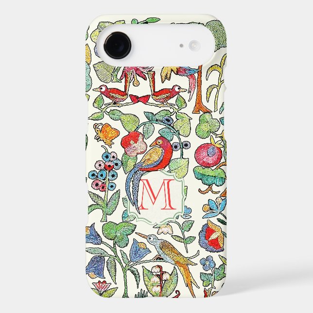 Monogramme Vintage Faux Motif brodé iphone (Verso)