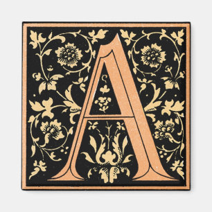 Monogramme vintage floral "A" - Aimant