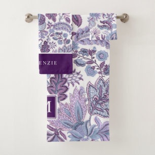 Monogramme Vintage floral de Boho pourpre