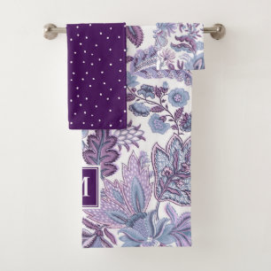 Monogramme Vintage floral de Boho pourpre