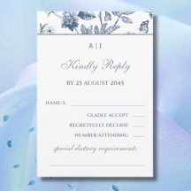 Monogramme Vintage Floral Français Mariage Carte R