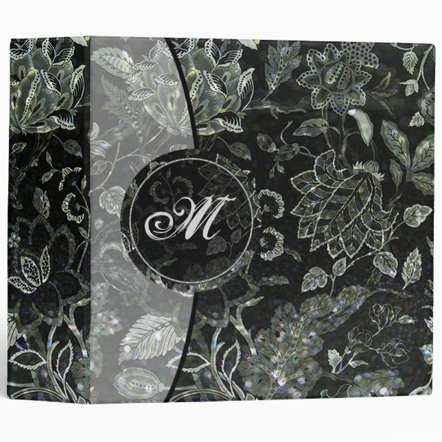 Monogramme Vintage Floral  Shimmer Classeur (Devant/Côté)