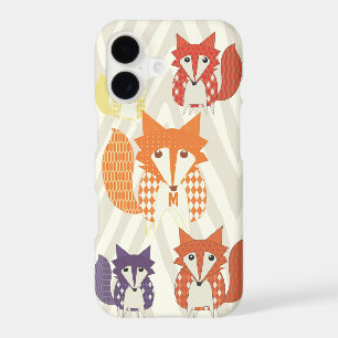 Monogramme Vintage Fox Art Red Retro