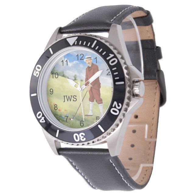 Monogramme vintage montre golfeur (Incliné)