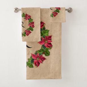 Monogramme vintage Poinsettia Holly Berry Wreath
