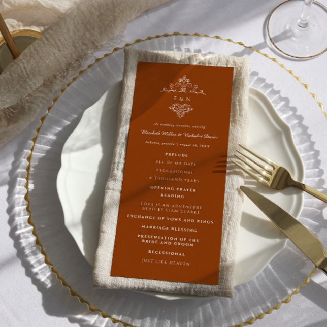 Monogramme vintage | Programme Ornate Boho Wedding (Créateur téléchargé)