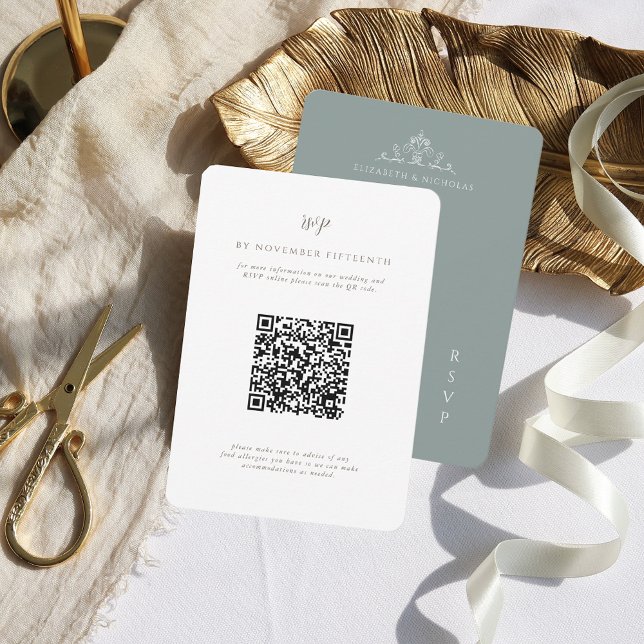Monogramme vintage | QR Code Mariage RSVP (Créateur téléchargé)