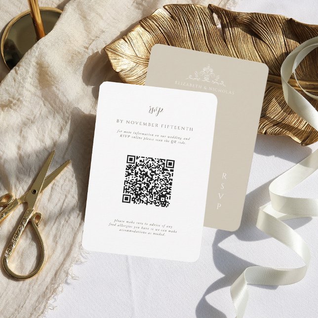 Monogramme vintage | QR Code Mariage RSVP (Créateur téléchargé)