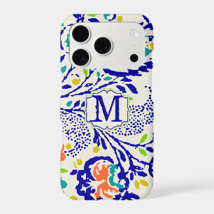 Monogramme vintage Vert Royal Bleu Damas