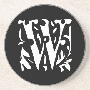 Monogramme Vintage W Mariage Dessous de verre d'an