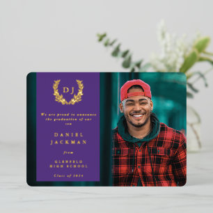 Monogramme violet + Faire-part de graduation Laure