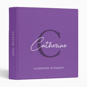 Monogramme violet minimaliste classique 3 Classeur