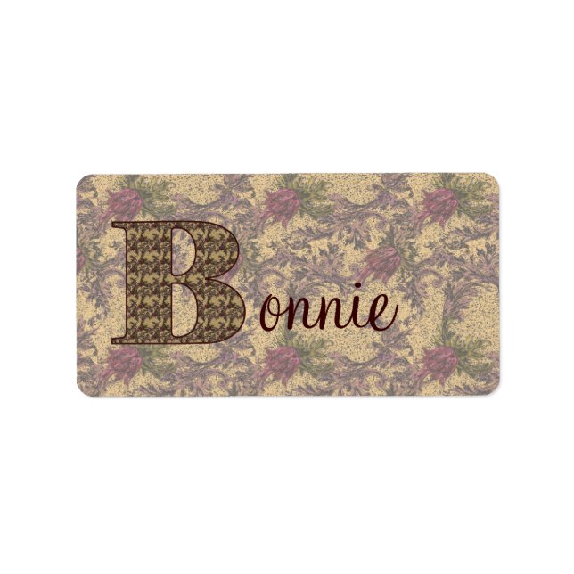Monogramme Votre Nom Initiale B Élégante Étiquette (Devant)