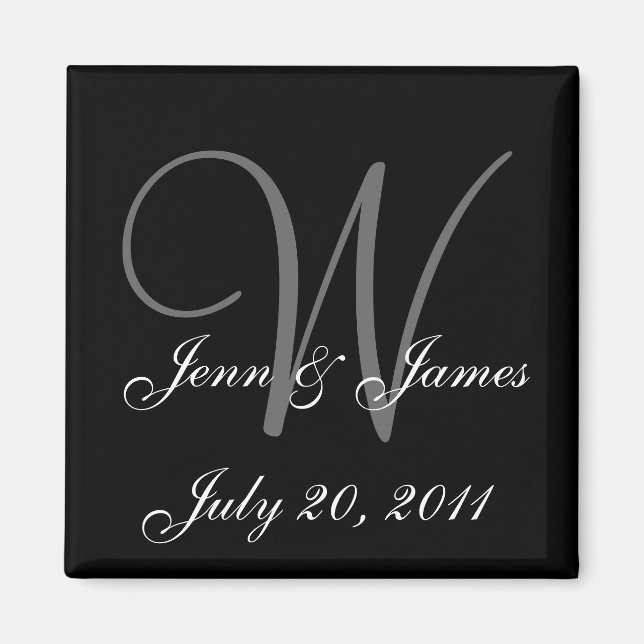 Monogramme W Mariage mariée Groom Date Magnet (Devant)