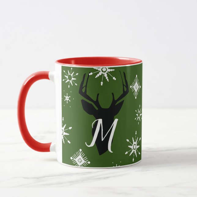 Monogramme Whimisical Snowflakes de cerfs Mug de N (Gauche)