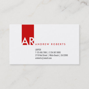 Monogramme White Red Clean Carte de visite