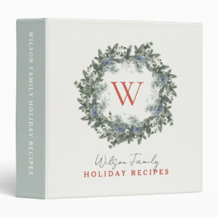 Monogramme Wreath Photo Holiday Recette Classeur L
