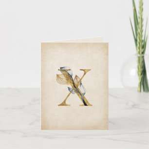 Monogramme X Or et Noir Avec Feuilles